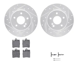 R1 Concepts WGYH1-63085 eLINE Rotor - Drilled & Slotted - Silver W/ Semi-Met Pads